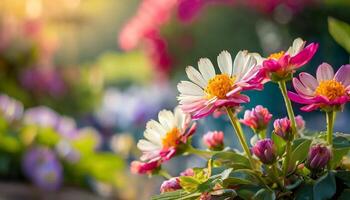 ai gegenereerd voorjaar bloem met wazig achtergrond foto