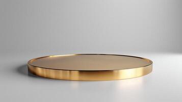 ai gegenereerd luxe wit en goud Product podium looks gemakkelijk en elegant foto