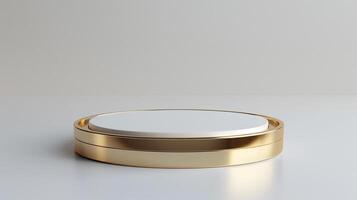 ai gegenereerd luxe wit en goud Product podium looks gemakkelijk en elegant foto