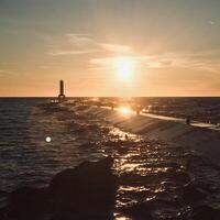 pier Bij zonsondergang foto