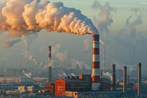 ai gegenereerd lucht verontreiniging van industrieën werkwijze professioneel fotografie foto