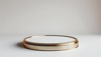 ai gegenereerd luxe wit en goud Product podium looks gemakkelijk en elegant foto