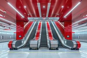 ai gegenereerd lift roltrap is in beweging trappenhuis gebruikt net zo vervoer tussen vloeren of niveaus gebouw professioneel fotografie foto