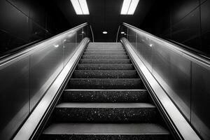 ai gegenereerd lift roltrap is in beweging trappenhuis gebruikt net zo vervoer tussen vloeren of niveaus gebouw professioneel fotografie foto