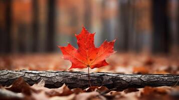 ai gegenereerd een levendig herfst kleurrijk esdoorn- blad in rood en geel kleuren. blad kleur droog park dichtbij illustratie Woud herfst, natuurlijk seizoen, buitenshuis tuin blad kleur droog park dichtbij foto