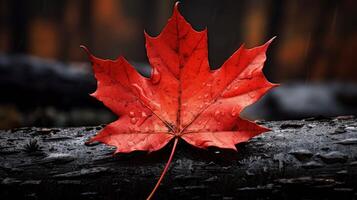 ai gegenereerd een levendig herfst kleurrijk esdoorn- blad in rood en geel kleuren. blad kleur droog park dichtbij illustratie Woud herfst, natuurlijk seizoen, buitenshuis tuin blad kleur droog park dichtbij foto