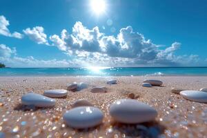 ai gegenereerd strand zand met oceaan landschap professioneel fotografie foto