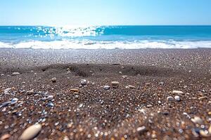 ai gegenereerd strand zand met oceaan landschap professioneel fotografie foto