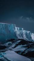 ai gegenereerd antarctica gletsjer landschap Bij nacht foto
