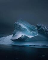 ai gegenereerd antarctica gletsjer landschap Bij nacht foto