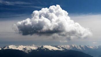 ai gegenereerd een groot pluizig wolk hoog in de lucht foto