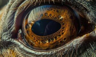 ai gegenereerd macro schot van de oog van een dier. detailopname foto