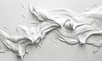 ai gegenereerd een borstel beroerte Aan wit canvas abstract achtergrond, wit verf dramatisch beroerte foto