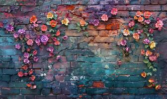 ai gegenereerd roze rozen Aan oud wit steen muur achtergrond met grunge textuur. kopiëren ruimte voor tekst. foto