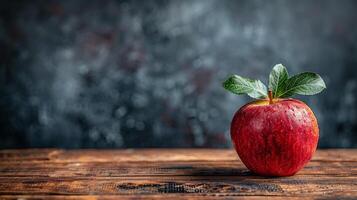 ai gegenereerd twee appels Aan houten tafel foto