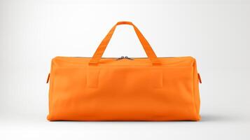 ai gegenereerd oranje duffel zak geïsoleerd Aan wit achtergrond met kopiëren ruimte voor advertentie. ai gegenereerd foto