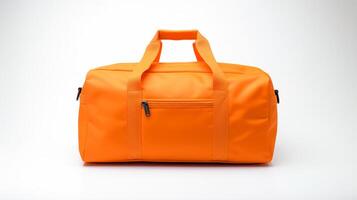 ai gegenereerd oranje duffel zak geïsoleerd Aan wit achtergrond met kopiëren ruimte voor advertentie. ai gegenereerd foto