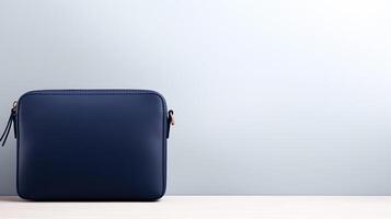 ai gegenereerd marine blauw crossbody zak geïsoleerd Aan wit achtergrond met kopiëren ruimte voor advertentie. ai gegenereerd foto