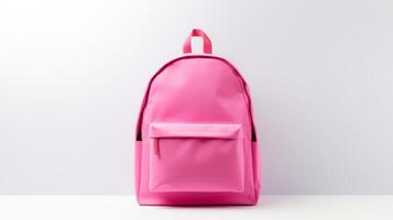 ai gegenereerd roze school- rugzak zak geïsoleerd Aan wit achtergrond met kopiëren ruimte voor advertentie. ai gegenereerd foto