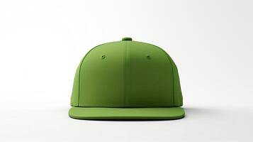 ai gegenereerd foto van groen snapback geïsoleerd Aan wit achtergrond. ai gegenereerd