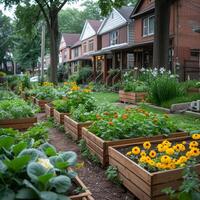 ai gegenereerd gemeenschap tuin is Super goed manier naar onderwijzen kinderen over gezond aan het eten en voeding. foto