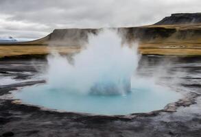 ai gegenereerd een visie van een geysir in IJsland foto