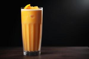 ai gegenereerd glas van oranje sap foto