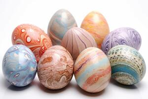 ai gegenereerd kleurrijk handgemaakt eieren geïsoleerd Aan een wit. foto