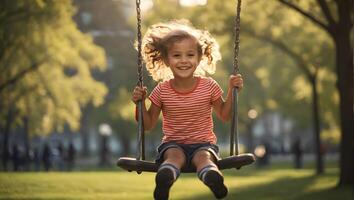 ai gegenereerd een kind in de park foto