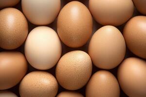 ai gegenereerd concept van vers bruin kip eieren en voedsel ingrediënten foto