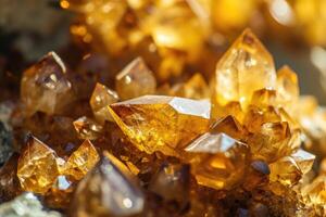 ai gegenereerd gouden kristal mineraal steen met naadloos achtergrond. foto