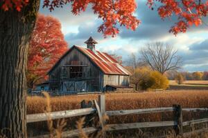 ai gegenereerd herfst boerderij foto