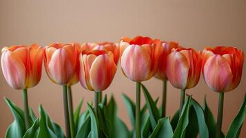 ai gegenereerd groep van oranje tulpen foto