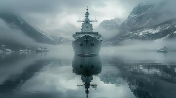 ai gegenereerd groot boot drijvend Aan lichaam van water foto