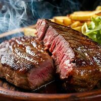 ai gegenereerd sappig smaak gerookt steak foto