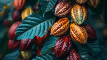 ai gegenereerd TROS van bloemen hangende van boom takken foto