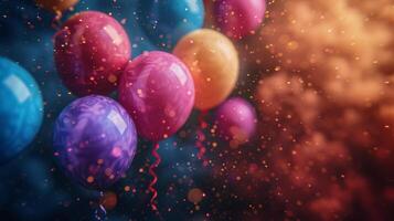 ai gegenereerd kleurrijk ballonnen drijvend in de lucht foto
