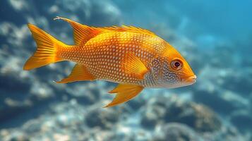 ai gegenereerd geel vis zwemmen in een aquarium foto