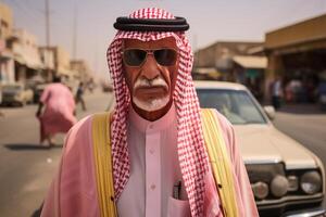 ai gegenereerd inhoud saudi Mens ontspannend. genereren ai foto