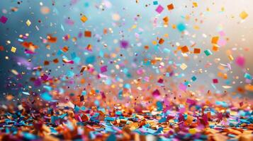 ai gegenereerd kleurrijk confetti groep Aan wit achtergrond foto