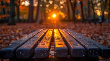 ai gegenereerd leeg houten tafel met tuin achtergrond foto