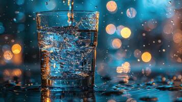 ai gegenereerd gieten water in een glas foto