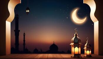 ai gegenereerd vrij Ramadan kareem luxe Islamitisch achtergrond foto