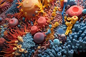 ai gegenereerd essentieel kleurrijk microbioom. genereren ai foto