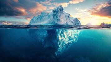 ai gegenereerd enorm ijsberg afdrijven in de oceaan foto