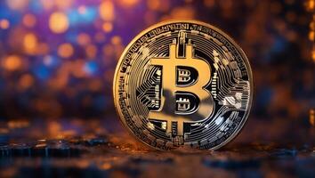ai gegenereerd bitcoin cryptogeld digitaal geld gouden munt technologie en bedrijf concept foto