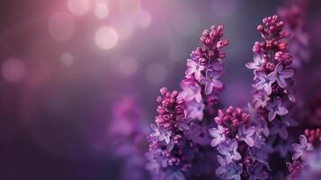 ai gegenereerd dichtbij omhoog van Purper bloemen foto