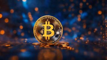 ai gegenereerd bitcoin cryptogeld digitaal geld gouden munt technologie concept cryptogeld bitcoin foto