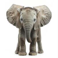 ai gegenereerd baby Afrikaanse olifant geïsoleerd Aan wit achtergrond.generatief ai foto