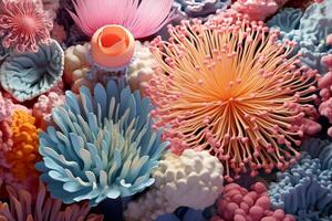 ai gegenereerd koraal rif behang, zee bloem kleurrijk koraal rif foto